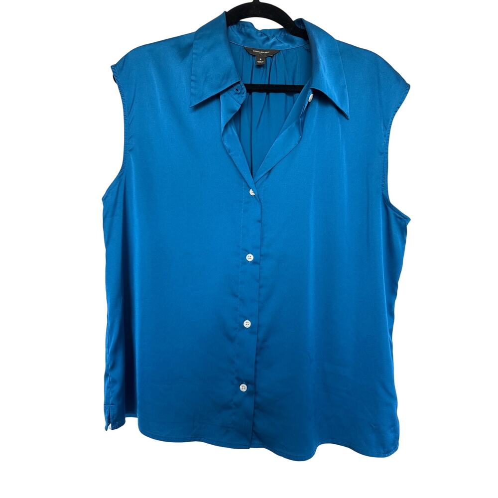 Banana Republic Factory Satin Sleeveless Button Blouse, L